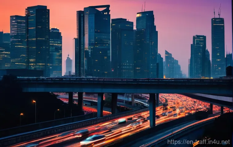 교통 체증 심한 구간 분석 및 대안 - **Prompt 1: Urban Gridlock at Dusk**
    A wide, dynamic shot of a bustling urban highway at dusk, c...